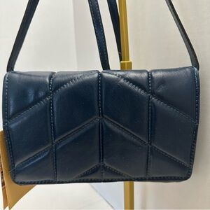 Patricia Nash Penley Quilted Leather Crossbody Bag-Coral Blue